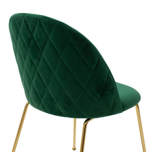 Καρέκλα Ruth  βελούδο σκούρο πράσινο-χρυσό gloss πόδι
