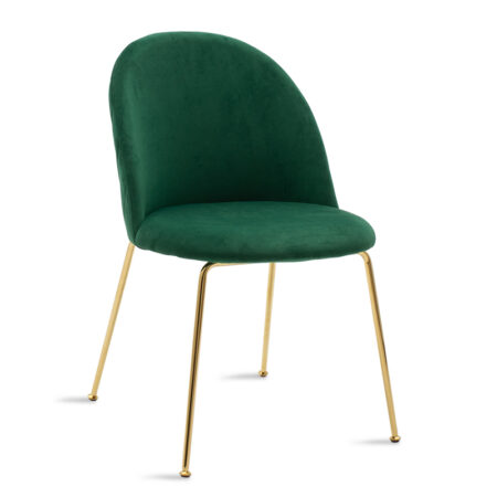 Καρέκλα Ruth  βελούδο σκούρο πράσινο-χρυσό gloss πόδι