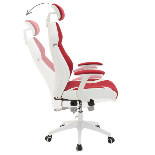 Καρέκλα γραφείου διευθυντή MOMENTUM Bucket  κόκκινο υφάσμα Mesh-πλάτη pu λευκό