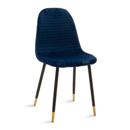 Καρέκλα Sila  βελούδο μπλε-μαύρο χρυσό πόδι