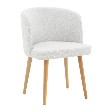 Καρέκλα Sirbet  εκρού μπουκλέ ύφασμα και ξύλινο πόδι σε φυσική απόχρωση 55x45x80εκ
