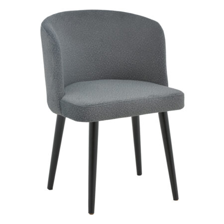Καρέκλα Sirbet  ανθρακί μπουκλέ ύφασμα-μαύρο μέταλλο 55x45x80εκ