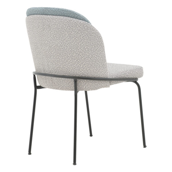 Καρέκλα Dore  γκρι-γαλάζιο μπουκλέ ύφασμα-μαύρο μέταλλο 50x47.5x82εκ