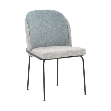 Καρέκλα Dore  γκρι-γαλάζιο μπουκλέ ύφασμα-μαύρο μέταλλο 50x47.5x82εκ