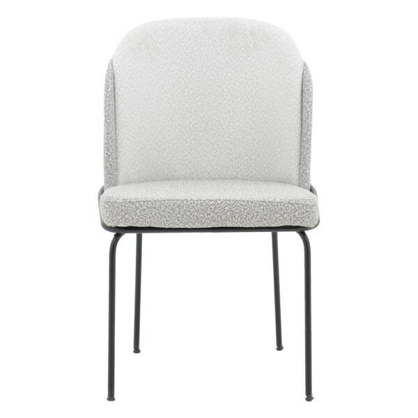 Καρέκλα Dore  εκρού-γκρι μπουκλέ ύφασμα-μαύρο μέταλλο 50x47.5x82εκ