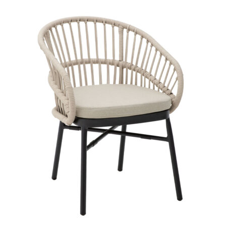 LUNA ΚΑΡΕΚΛΑ CREAM ΜΑΥΡΟ 58x65xH78cm