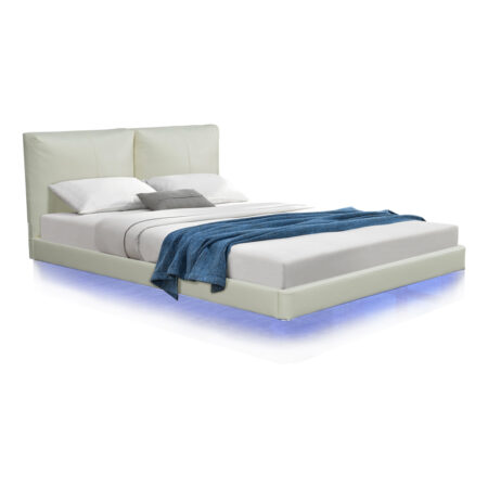Κρεβάτι διπλό Jessie  floating style με led-PU εκρού 160x200εκ