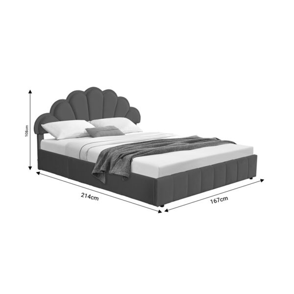 Κρεβάτι διπλό Wardie  βελούδο ανθρακί με αποθηκευτικό χώρο 160x200εκ