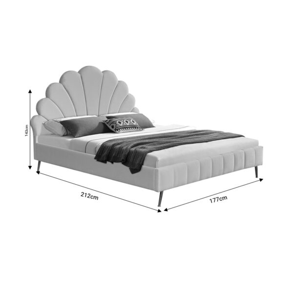 Κρεβάτι διπλό Felas  βελούδο μπεζ 160x200εκ