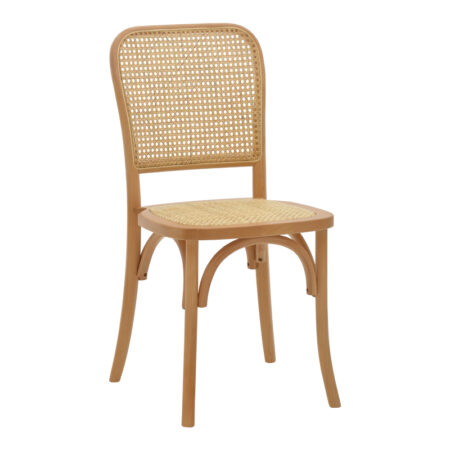 Καρέκλα Kalliope  φυσικό ξύλο οξιάς-φυσικό rattan 45x50x89εκ