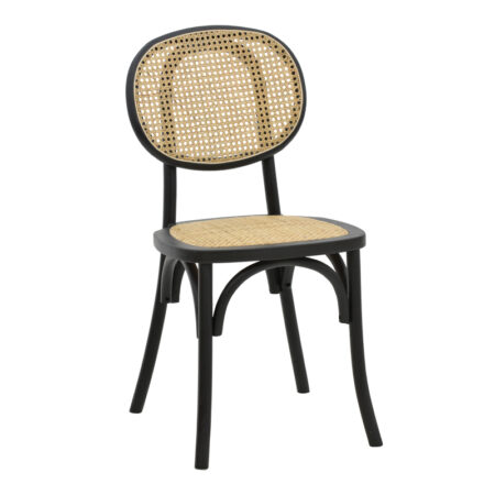 Καρέκλα Zoel  μαύρο ξύλο οξιάς-φυσικό rattan 45x52x82εκ