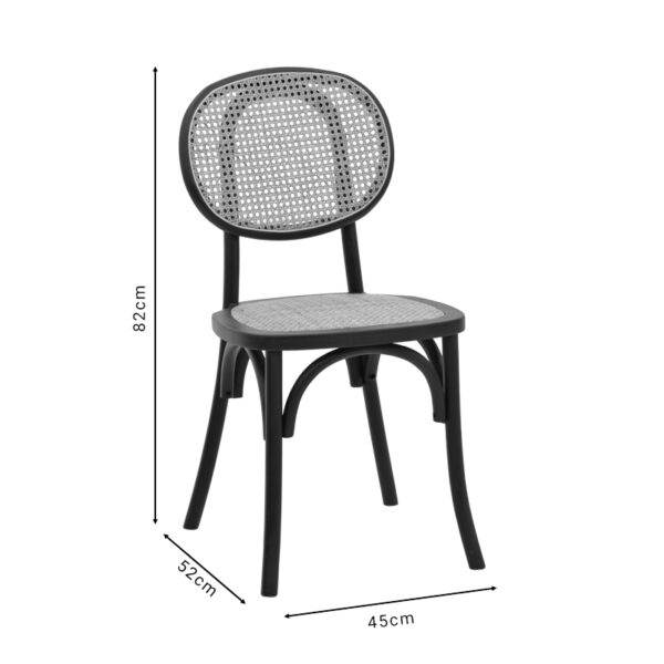 Καρέκλα Zoel  μαύρο ξύλο οξιάς-φυσικό rattan 45x52x82εκ