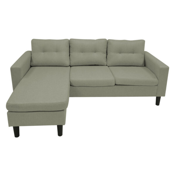 Γωνιακός καναπές αναστρέψιμος Maneli  ύφασμα γκρι-μπεζ 196x138/77x82εκ