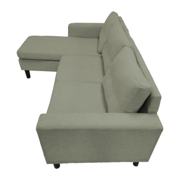 Γωνιακός καναπές αναστρέψιμος Maneli  ύφασμα γκρι-μπεζ 196x138/77x82εκ
