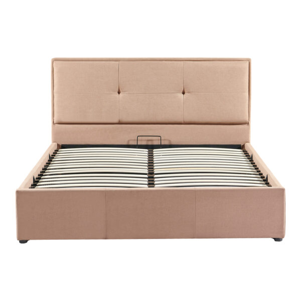 Κρεβάτι διπλό Sonnie  με αποθηκευτικό χώρο βελούδο καφέ 150x200εκ