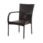 Uyops Καρέκλα από Πλαστικ. Ρατάν με Μπράτσο Καφέ Σκούρο (58x50x92)cm
