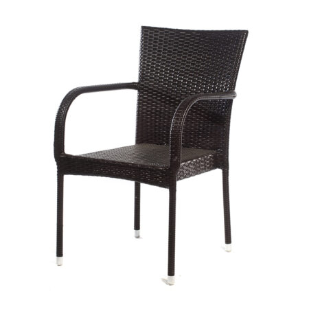 Uyops Καρέκλα από Πλαστικ. Ρατάν με Μπράτσο Καφέ Σκούρο (58x50x92)cm