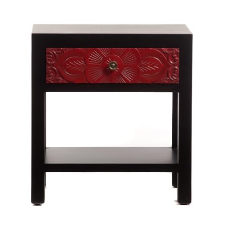 Artekko Chinoise Handmade Flower Bed Side Table with 1 Drawer (47x34x50)