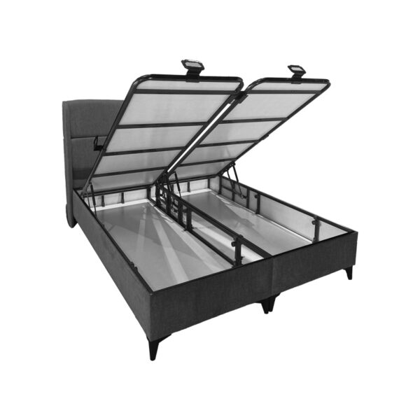 Κρεβάτι διπλό Serene  με αποθηκευτικό χώρο ανθρακί ύφασμα 160x200εκ