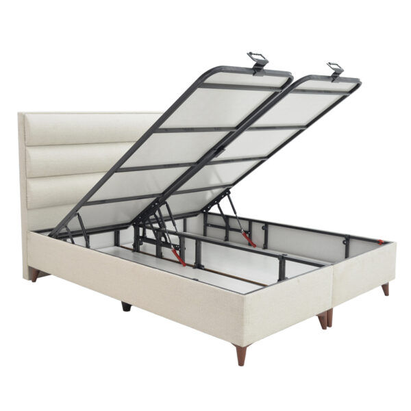 Κρεβάτι διπλό Luxe  με αποθηκευτικό χώρο κρεμ ύφασμα 160x200εκ