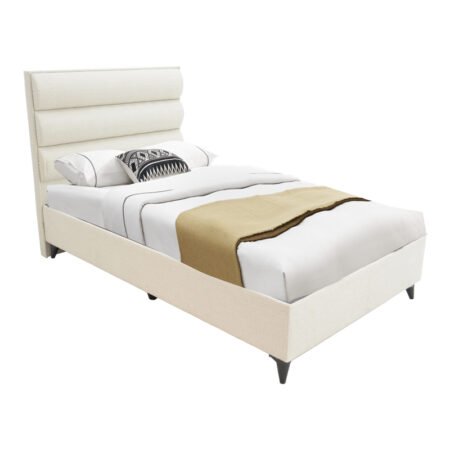 Κρεβάτι μονό Luxe  με αποθηκευτικό χώρο κρεμ ύφασμα 120x200εκ