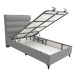 Κρεβάτι μονό Luxe  με αποθηκευτικό χώρο γκρι ύφασμα 120x200εκ