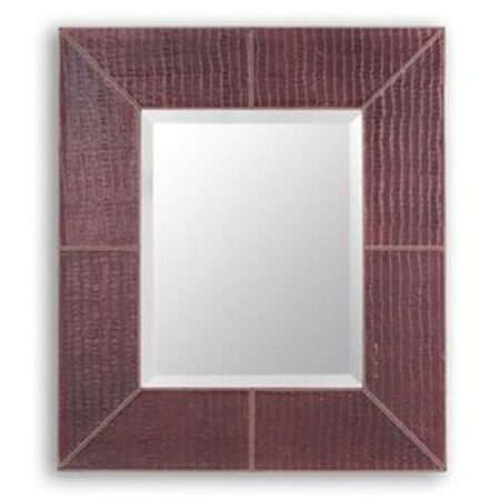 Bruer Καθρέπτης Τοίχου σε Πλαίσιο από Μπορντώ Δέρμα Τύπου Κροκοδειλέ (70x4x80)cm