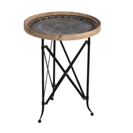 Veocs Τραπέζι Βοηθητικό με Ξύλο/Μέταλλο Μαύρο (48x48x62)cm