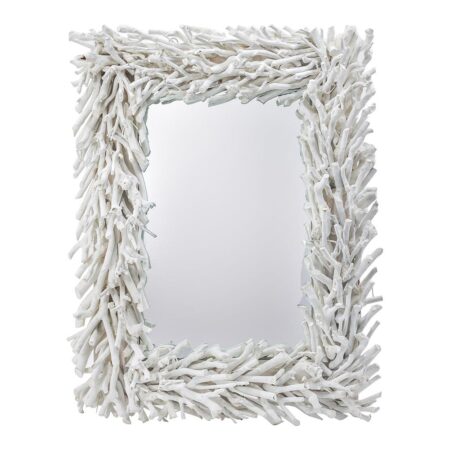 Seawood Καθρέπτης με Ξύλο Λευκό (79x56x9)cm