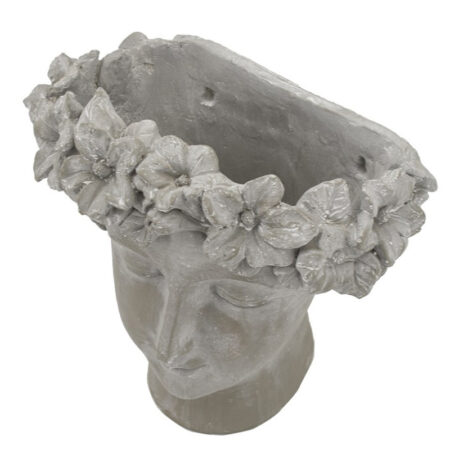 Cement Κασπώ Τοίχου με Πρόσωπο Κοπέλας Τσιμεντένιο Γκρι (33x20x32)cm