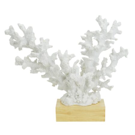 Coral Διακοσμητικό Κοράλλι σε Βάση Ρητίνη/Ξύλο Λευκό (34x13x29)cm