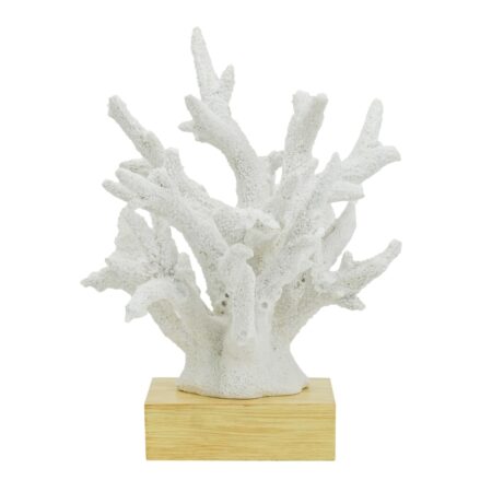 Coral Διακοσμητικό Κοράλλι σε Βάση Ρητίνη/Ξύλο Λευκό (26x33x31)cm