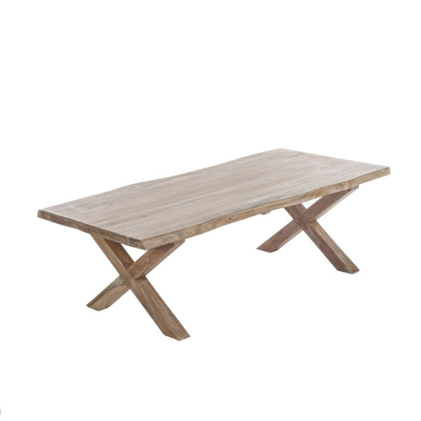 Maokai Τραπέζι Σαλονιού με Χ Πόδια Ξύλινο Λευκή Πατίνα (135x68x45)cm