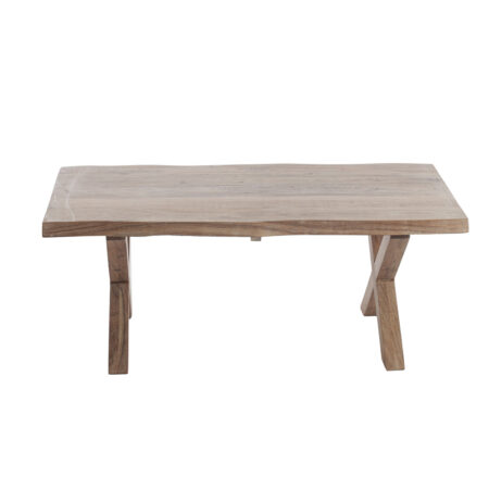Maokai Τραπέζι Σαλονιού με Χ Πόδια Ξύλινο Λευκή Πατίνα (115x65x45)cm