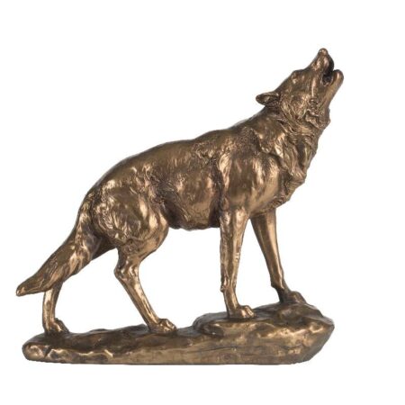 Wolf Επιτραπέζιο Διακοσμητικό Λύκος Ρητίνης Μπρονζέ (23,5x6,5x23)cm