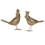 Bird Διακοσμητικά Πουλάκια Ρητίνης Χρυσά Σετ/2 (14.5x5x17.5)cm
