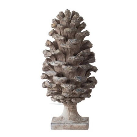 Pine Cone Διακοσμητικό Γλυπτό Κουκουνάρα Ρητίνης Γκρι (18x18x36)cm Σετ/2