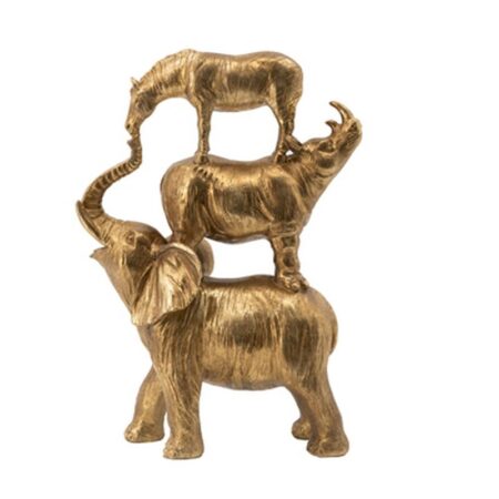 Etaetrut Διακοσμητικό "Ζώα Της Ζούγκλας" Μεταλλικό Χρυσό (26.5x12x36)cm