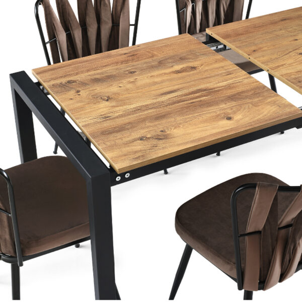Silva Τραπέζι Επεκτεινόμενο MDF Καφέ με Μαύρα Μεταλλικά Πόδια (120+67x74x75)cm