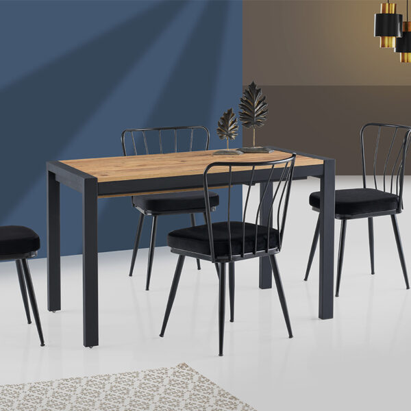 Silva Τραπέζι Επεκτεινόμενο MDF Καφέ με Μαύρα Μεταλλικά Πόδια (120+67x74x75)cm