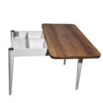 Dolunay Τραπέζι Επεκτεινόμενο MDF με Πλαστικό Πόδι Λευκό/Καφέ (100x60x79)cm (120x100)cm