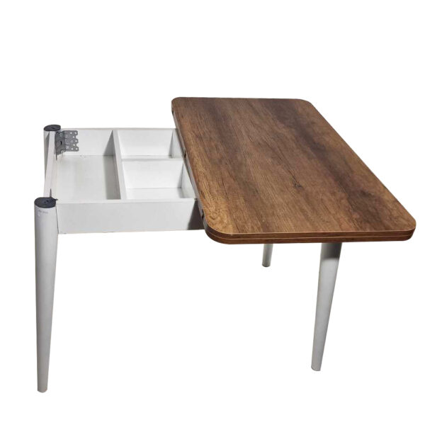 Dolunay Τραπέζι Επεκτεινόμενο MDF με Πλαστικό Πόδι Λευκό/Καφέ (100x60x79)cm (120x100)cm