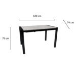 Silva Τραπέζι Επεκτεινόμενο MDF με Εφέ Άσπρου Μαρμάρου και Μαύρα Μεταλλικά Πόδια (120+67x74x75)cm