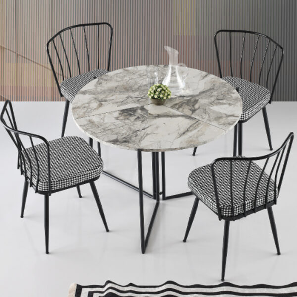 Yaprak Efes Τραπέζι Αναδιπλούμενο MDF με Μεταλλικά Πόδια Άσπρο/Μαύρο (100x100x73)cm