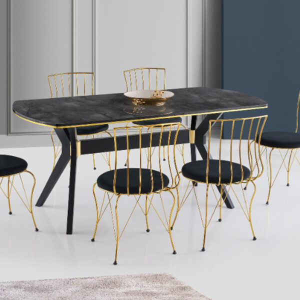 Lale Καρέκλα Μεταλλική Χρυσό/Μαύρο (40x55x85)cm