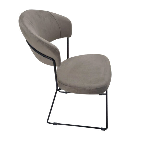 Moon Καρέκλα με Μεταλλικό Σκελετό και Βελούδο Γκρι/Μαύρο (55x55x80)cm