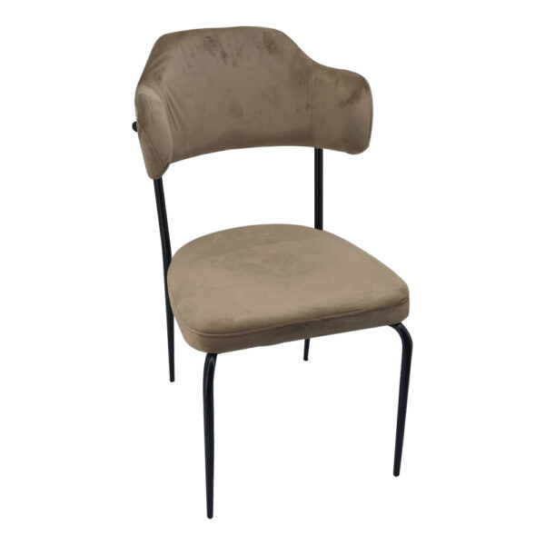 Live Καρέκλα με Μεταλλικό Σκελετό και Βελούδο Καφέ/Μαύρο (53x60x88)cm