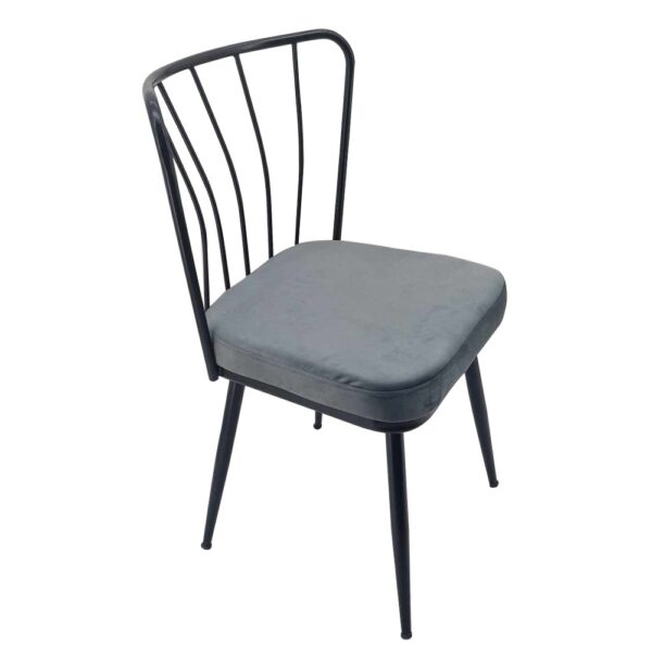 Yildiz Καρέκλα με Γκρι Βελούδο και Μαύρο Μεταλλικό Σκελετό (50x55x88)cm