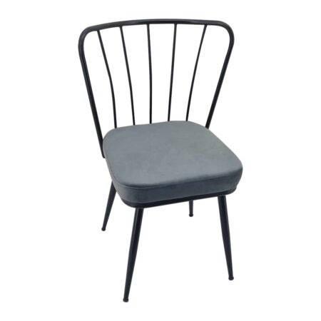 Yildiz Καρέκλα με Γκρι Βελούδο και Μαύρο Μεταλλικό Σκελετό (50x55x88)cm