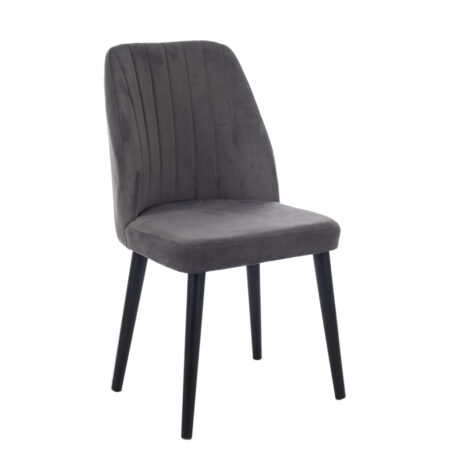 Alfa Καρέκλα Βελούδινη Γκρι με Μαύρα Ξύλινα Πόδια (50x55x88)cm